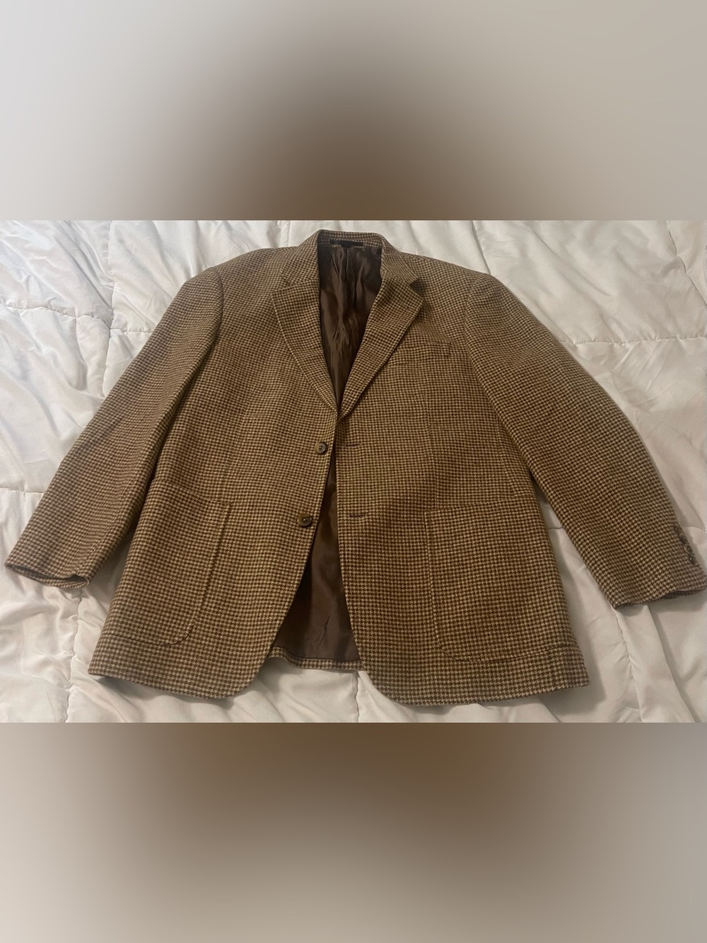 Kroon 100% Camel Hair Houndstooth Blazer Sport Coat Men’s 38R Old Money Luxury
